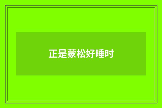 正是蒙松好睡时