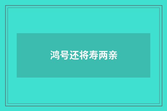 鸿号还将寿两亲
