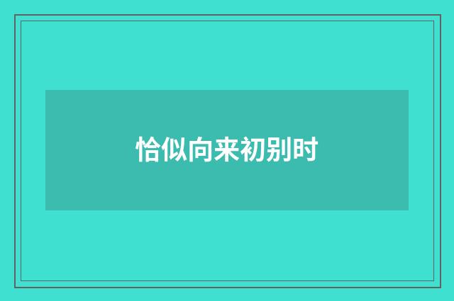 恰似向来初别时