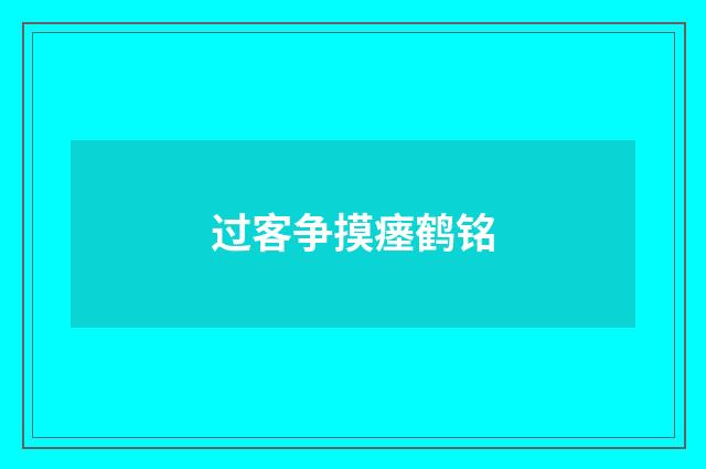 过客争摸瘗鹤铭