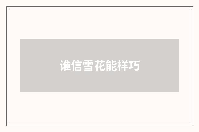 谁信雪花能样巧