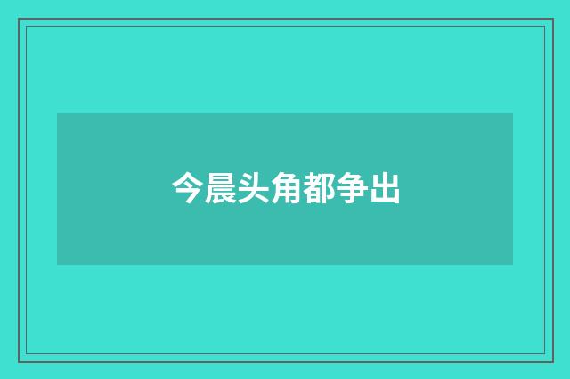 今晨头角都争出
