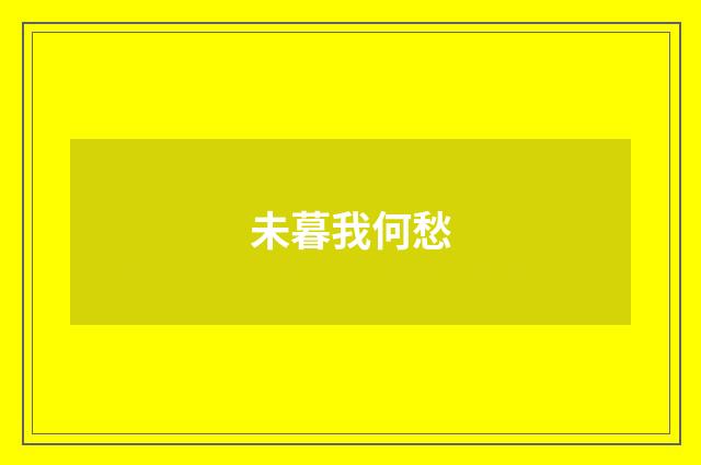 未暮我何愁