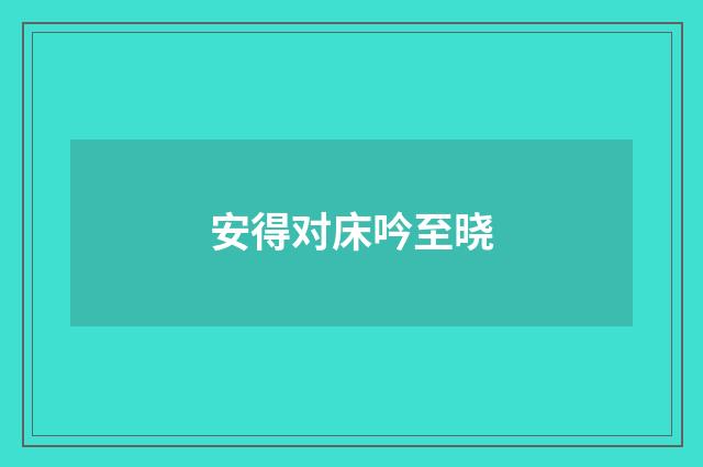 安得对床吟至晓