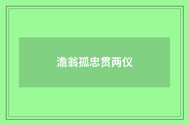 澹翁孤忠贯两仪
