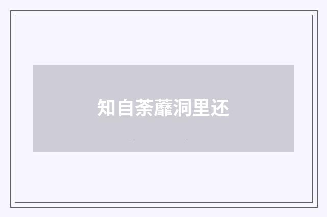 知自荼蘼洞里还
