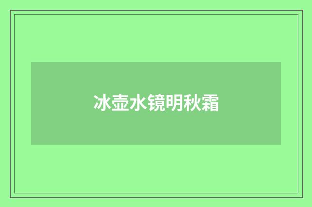 冰壶水镜明秋霜