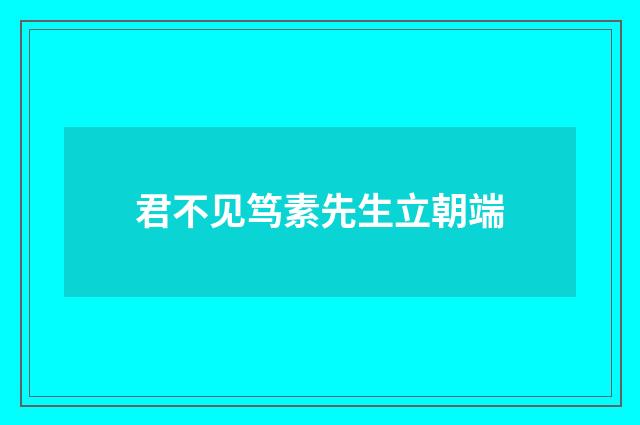 君不见笃素先生立朝端