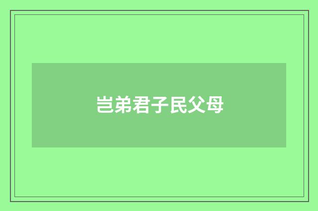 岂弟君子民父母