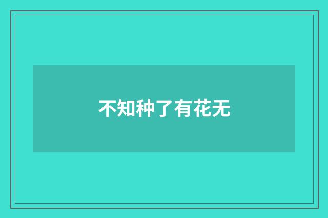 不知种了有花无