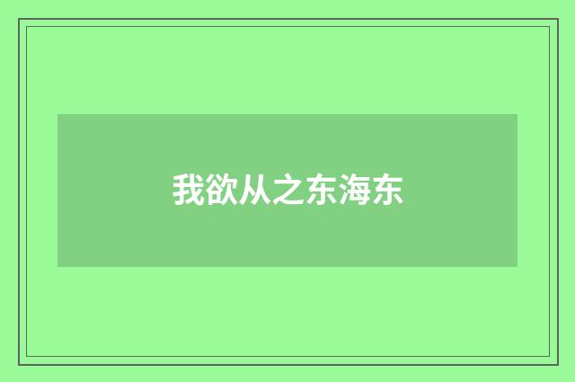 我欲从之东海东