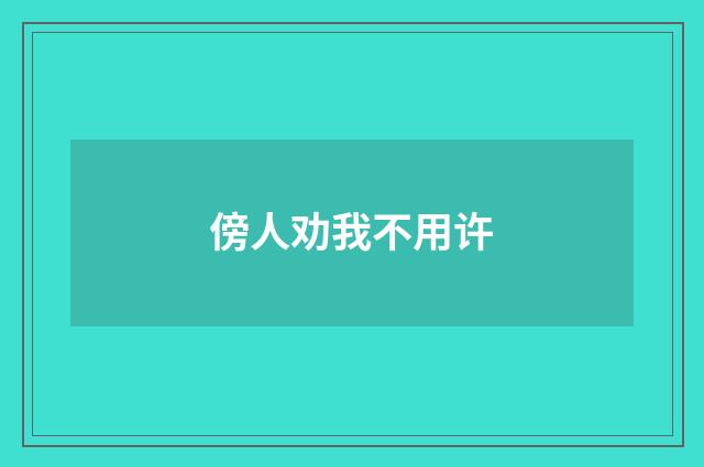 傍人劝我不用许