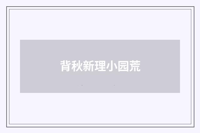 背秋新理小园荒