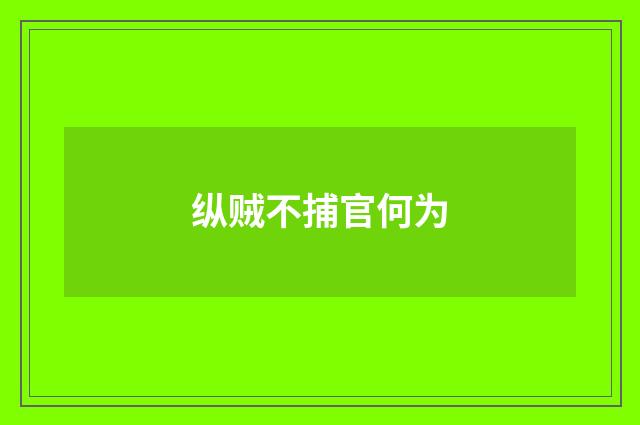纵贼不捕官何为