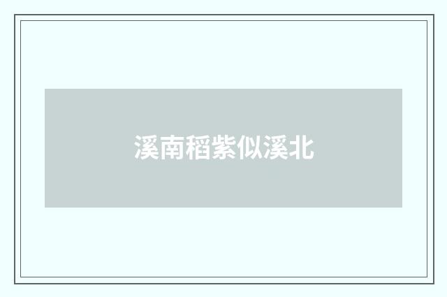 溪南稻紫似溪北