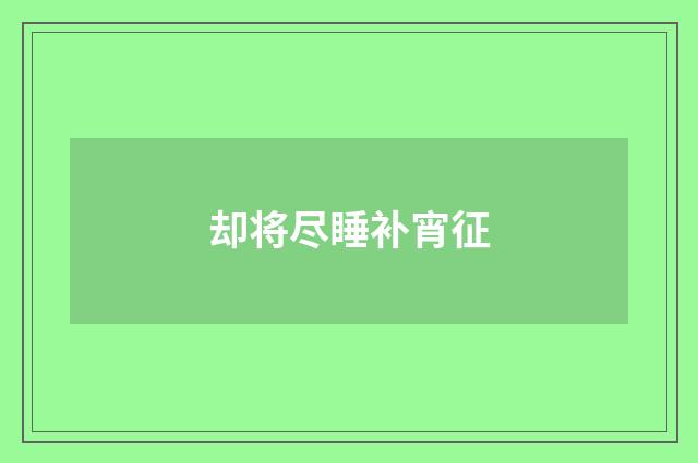 却将尽睡补宵征