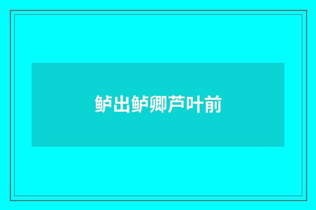 鲈出鲈卿芦叶前