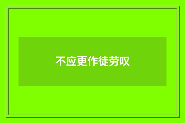 不应更作徒劳叹