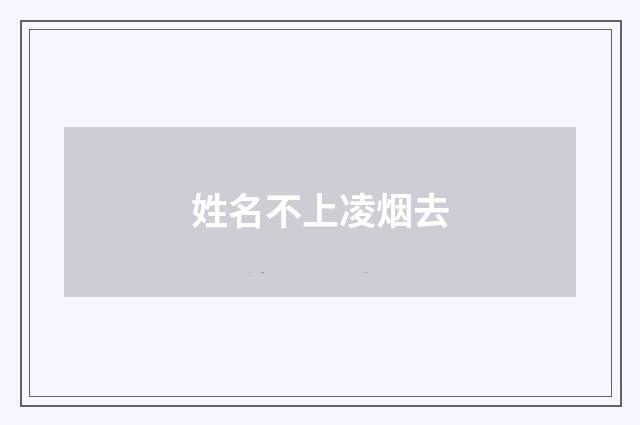 姓名不上凌烟去