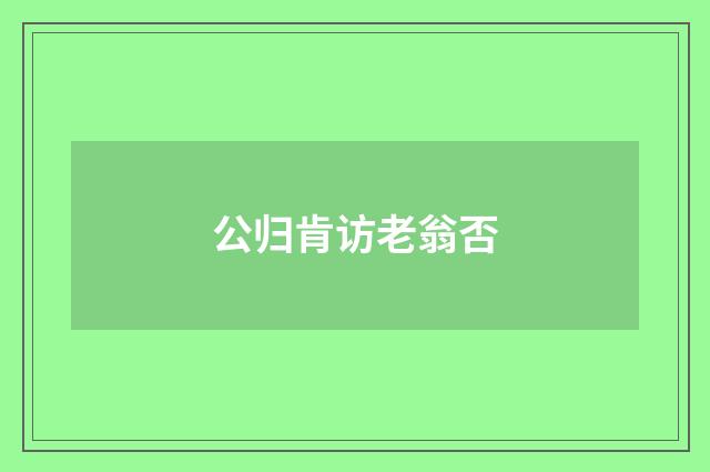 公归肯访老翁否