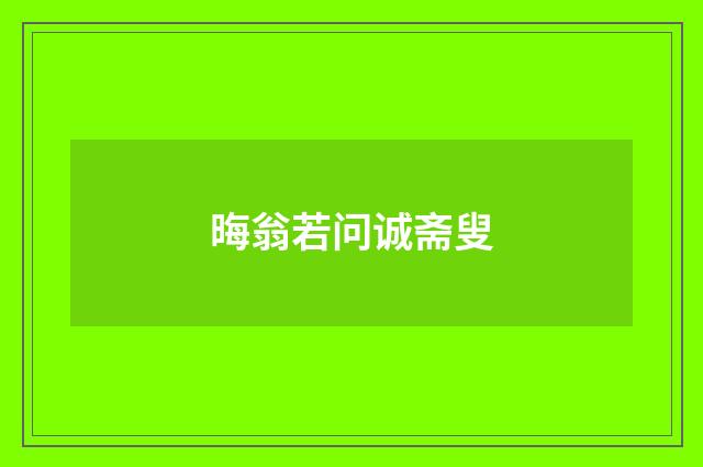 晦翁若问诚斋叟