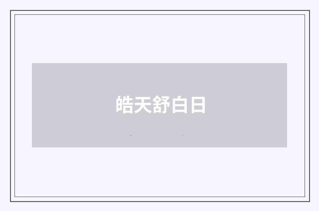皓天舒白日