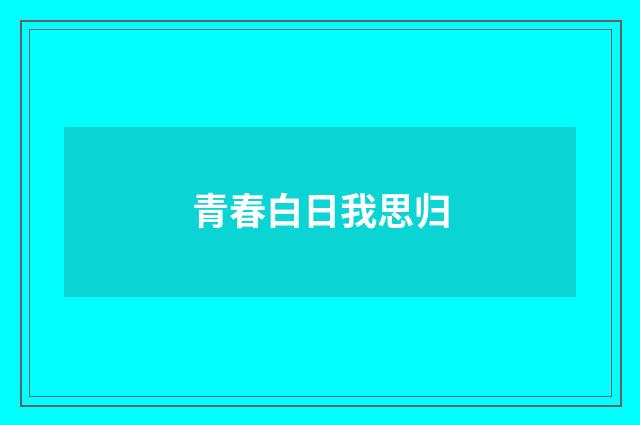 青春白日我思归