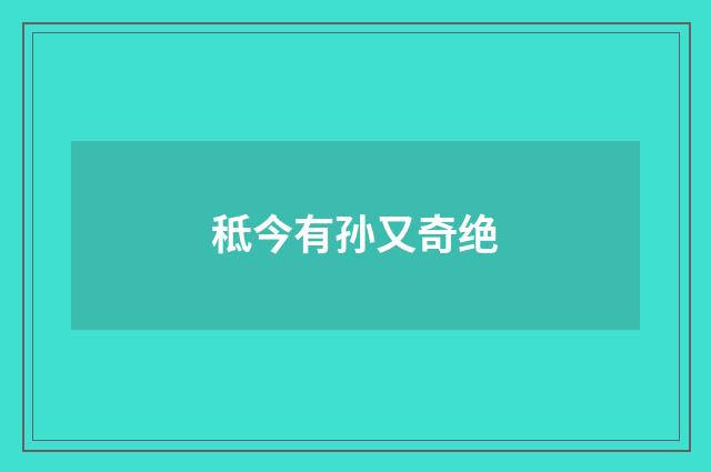 秪今有孙又奇绝