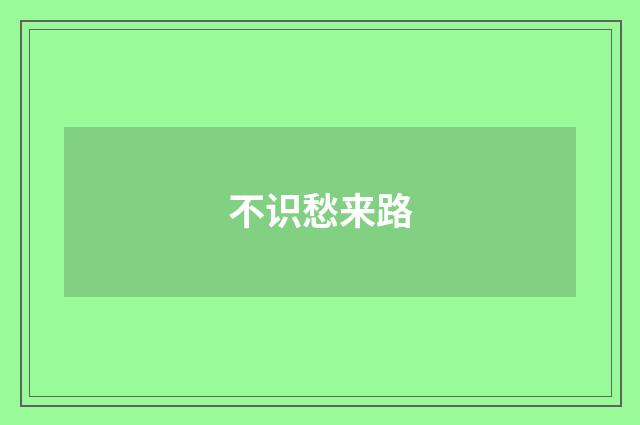 不识愁来路