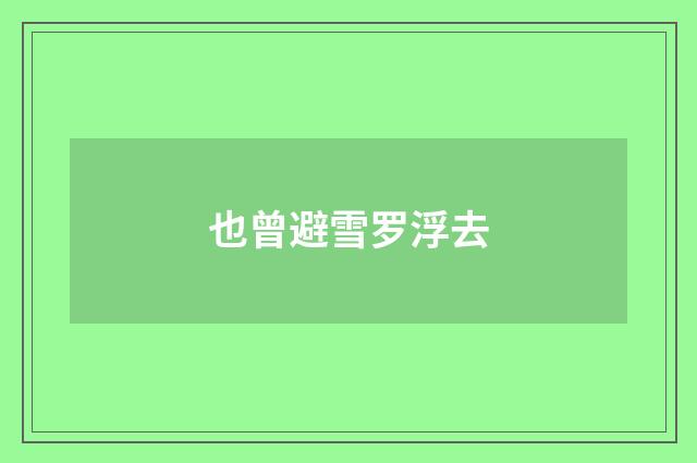 也曾避雪罗浮去