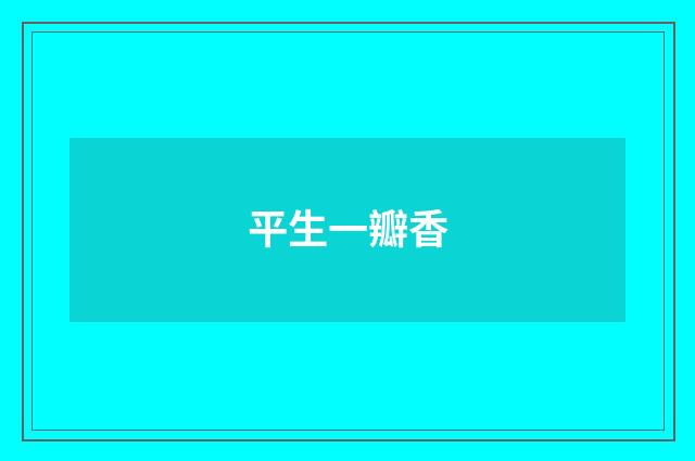 平生一瓣香