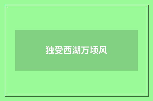 独受西湖万顷风