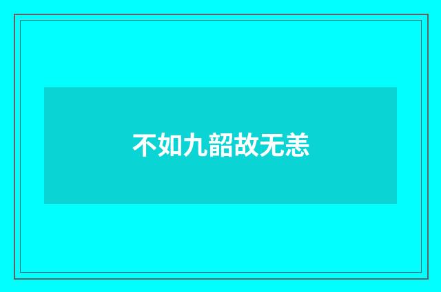 不如九韶故无恙
