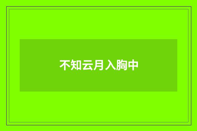 不知云月入胸中