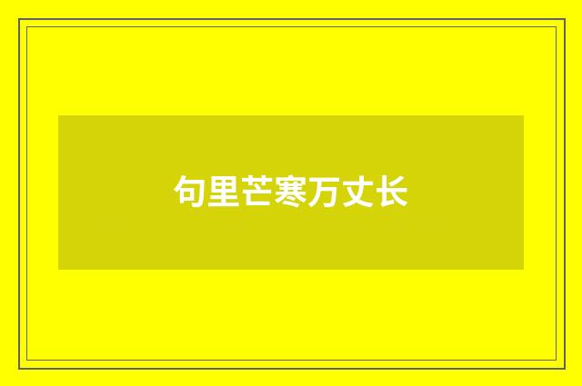 句里芒寒万丈长