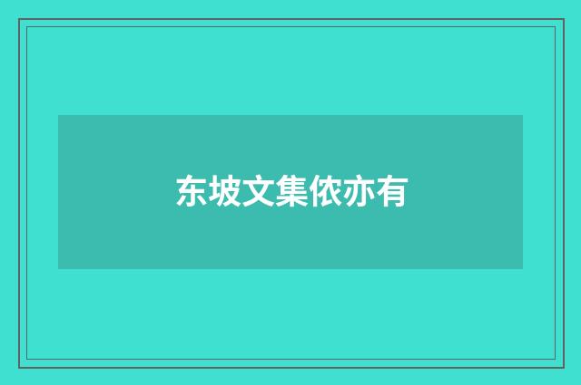 东坡文集侬亦有