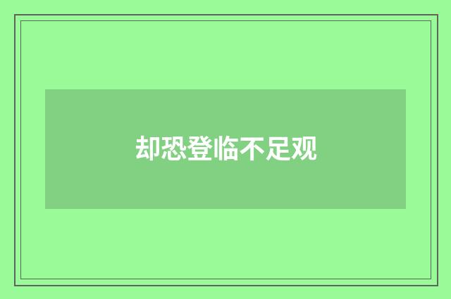 却恐登临不足观