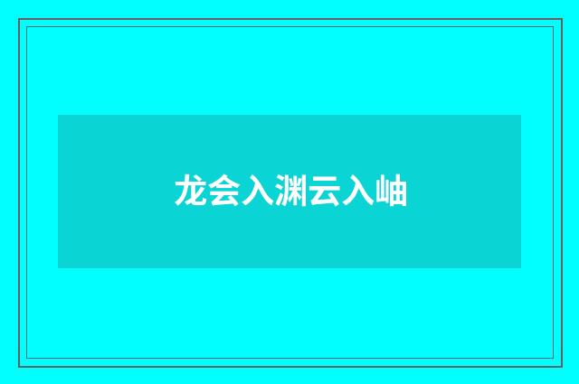 龙会入渊云入岫
