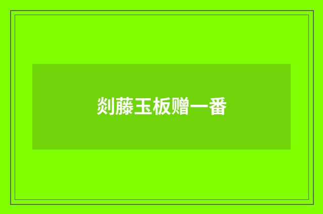 剡藤玉板赠一番