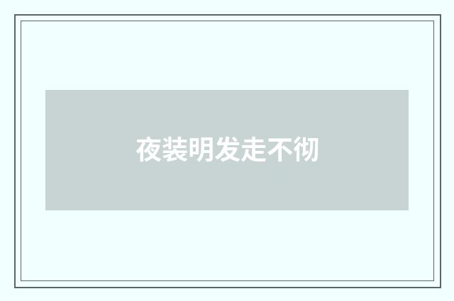 夜装明发走不彻