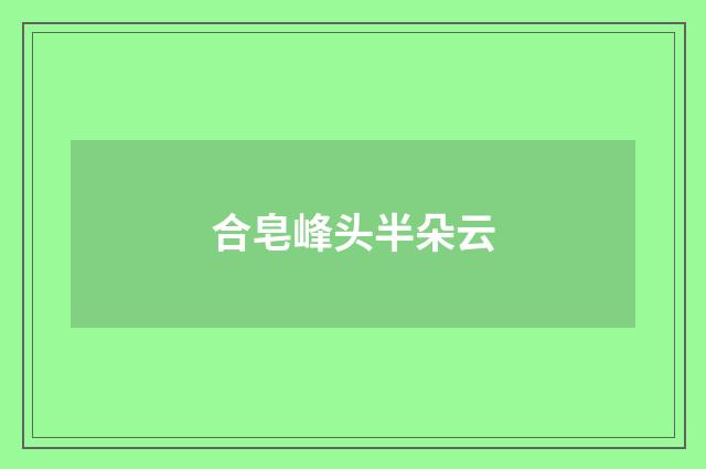 合皂峰头半朵云