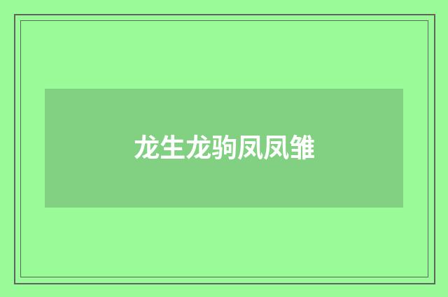 龙生龙驹凤凤雏