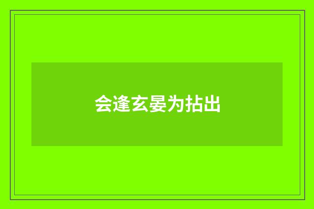 会逢玄晏为拈出