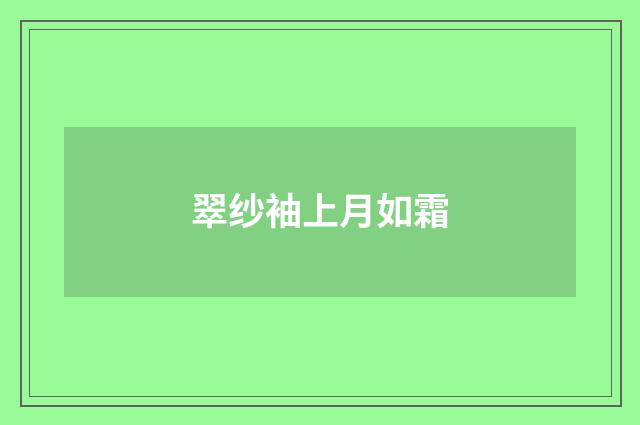翠纱袖上月如霜