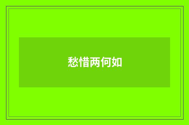 愁惜两何如