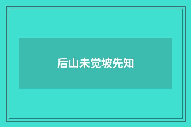 后山未觉坡先知