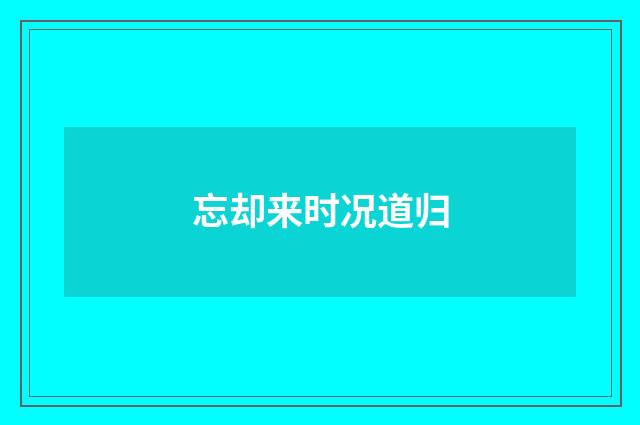 忘却来时况道归