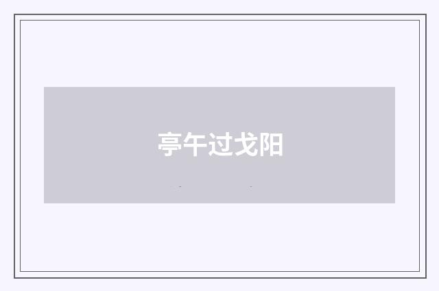 亭午过戈阳
