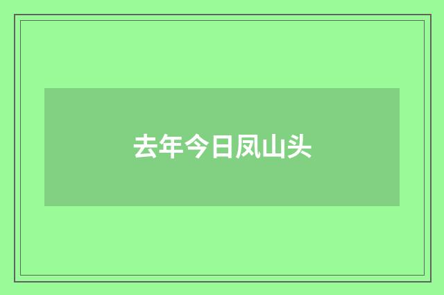 去年今日凤山头