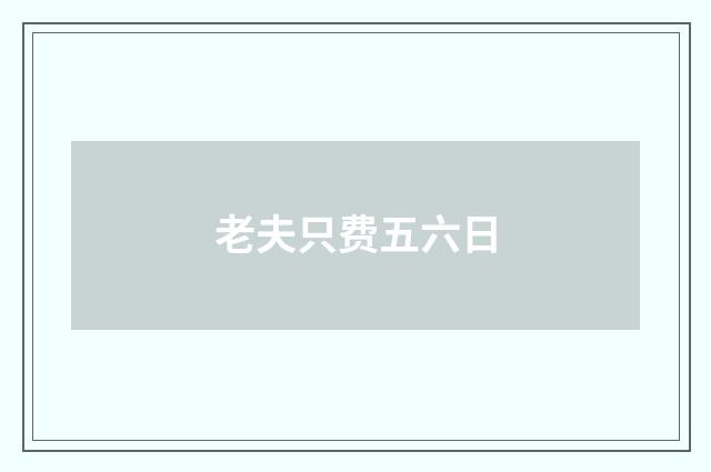 老夫只费五六日